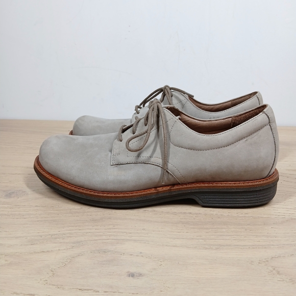 Dansko Light Gray Leather Lace Up Comfort Oxford Low Top Casual Dress Shoes 500